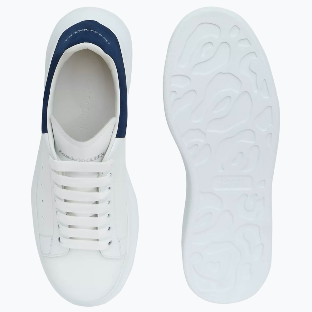 Alexander McQueen Men's Oversized Leather Platform Sneakers - 42(9) - White/Blue